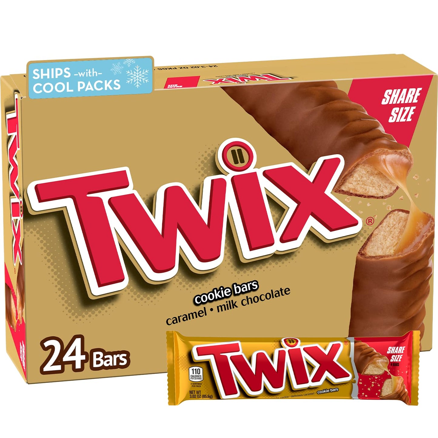 TwixBulk Chocolate Candy Individually Wrapped - Full Size, Caramel Chocolate Cookie Candy Bar, 36-Count Box
