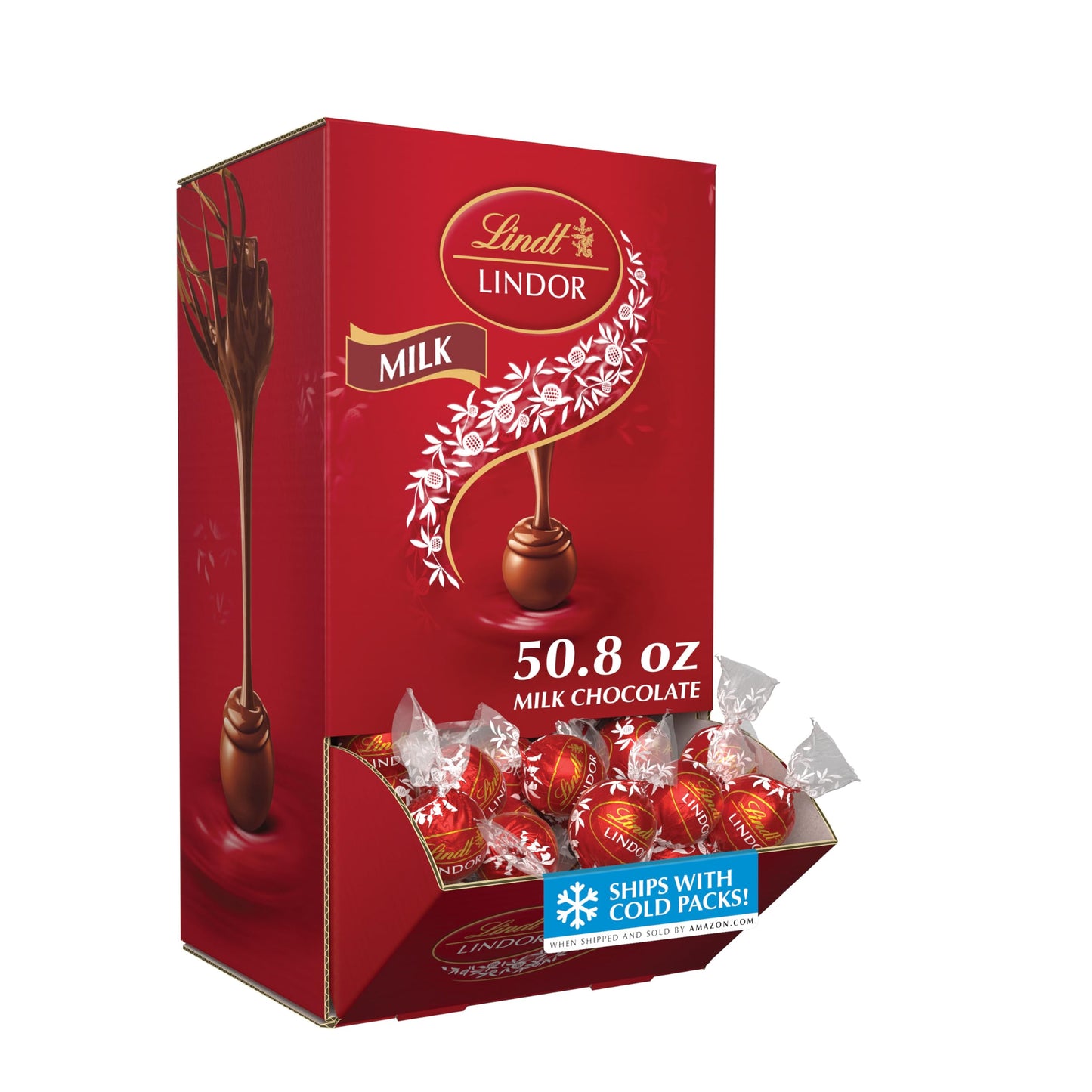 LindtLINDOR Milk Chocolate Candy Truffles, Milk Chocolate with Smooth, Melting Truffle Center, 50.8 oz., 120 Count